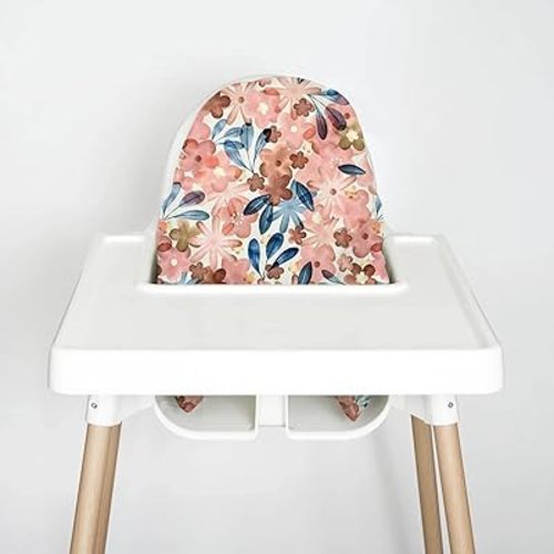 Highchair Cushion Cover for Inflatable Cushion, Compatible for IKEA Antilop Highchair, High Chair Accessories Stain-Proof and Wipeable Cushion Cover (Cushion NOT Included)(Pink Posies)