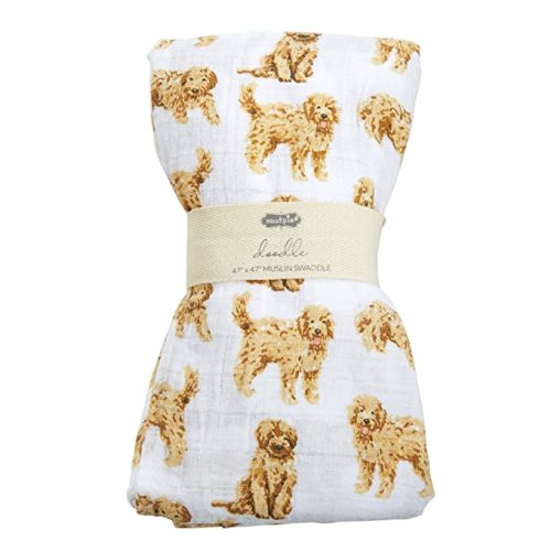 Mud Pie Golden Doodle Print Baby Swaddle Blanket, 47" x 47", : Everything Else