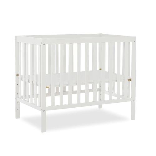 Dream On Me Edgewood 4-in-1 Convertible Mini Baby Crib in White GreenGuard Gold & JPMA, Non-Toxic, Compact 40×25×33″ Design, Converts to Mini Daybed & Twin Bed (Rails to Buy) 1″ Mattress Pad
