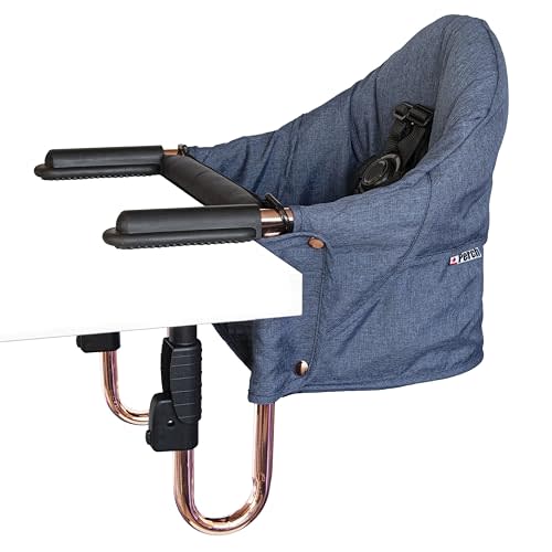 guzzie+Guss Perch Hook On High Chair – Portable Clip On Table Chair for Baby & Toddler | Travel High Chair for Restaurants, Picnics, Camping, Beach, Vacation | Boys & Girls 4M+ | Copper Blue