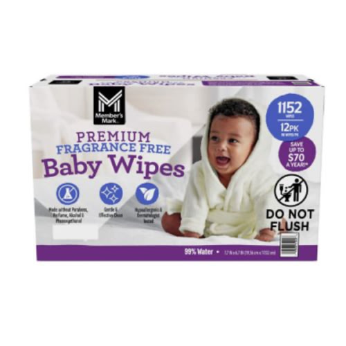 Member's Mark Premium Baby Wipes, Fragrance Free, 12 pk., 1152 Wipes - Sam's Club