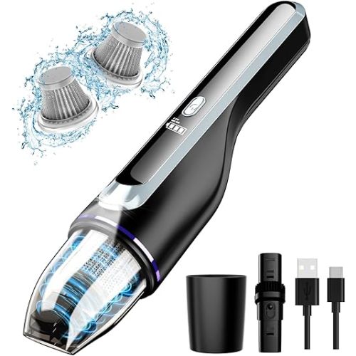 Handheld Vacuum Cordless, Car Vacuum with Brushless Motor & 14000Pa Suction, 1.2lbs Lightweight, LED Light, Slim Mini Vacuum Cleaner for Car Home Pet