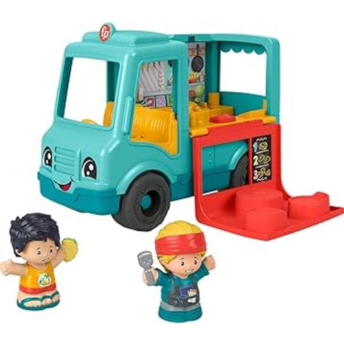 Fisher-Price Little People Musical Toddler Toy Serve It Up Food Truck Vehicle with 2 Figures for Pretend Play Kids Ages 1+ Years​