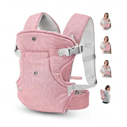 RUPOUN Baby Carrier, Convertible Soft & Cool Baby Carrier, 4-Position, Pink, for Child, Infant, Newborn