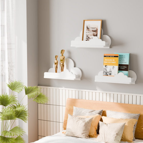 Winston Porter Cloud Shelves For Kid’s Room Nursery Wall Deor Set Of 3, White Cloud Bookshelf Floating Shelf, Small Figure Shelf Wall Mounted, Cute Decorative Cloud Floating Shelf For Toys, Plants & Storage | Wayfair