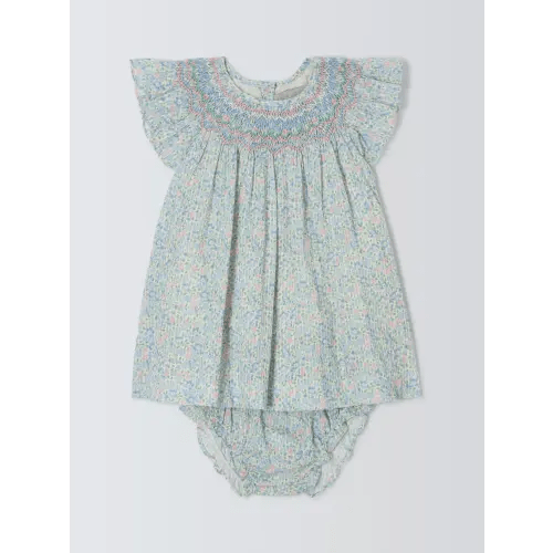 John Lewis Heirloom Collection Baby Ditsy Floral Dress, Blue