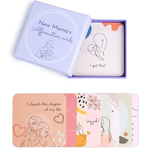 Ariond 31 New Mom Affirmation Cards for Post Partum/Postpartum Self Care with Empowering Messages on the verso of each card | New mom essentials gifts for women after birth