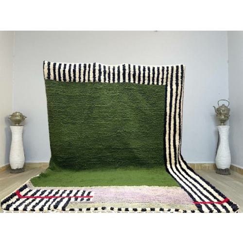 AMAZING MOROCCAN Rug Green - Handmade Morrocan rug - Beni Ourain Rug - Authentic Berber Rug, Bohemian Style Rug For Living Room.