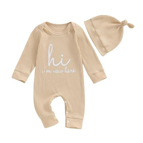MERSARIPHY Newborn Baby Boy Girl Clothes Hi I'm New Here Coming Home From Hospital Outfits Gender Neutral One Piece Romper