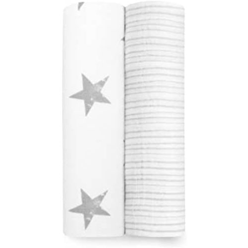 aden + anais Swaddle Blanket, 2 Pack, Dusty Grey