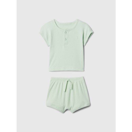 Baby Ribbed Henley Two-Piece Outfit Set