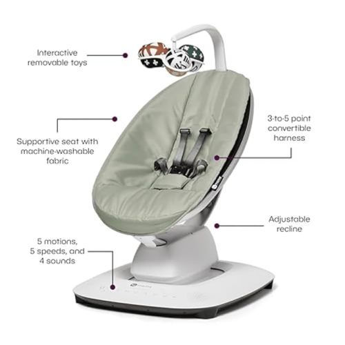 4moms MamaRoo Multi-Motion Baby Swing, Bluetooth Enabled with 5 Unique Motions, Sage