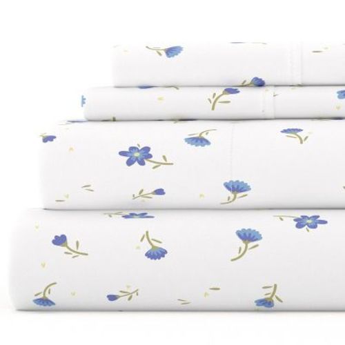 Floral & Paisley Patterns 4pc Sheet Set - Extra Soft - Becky Cameron, Floral Light Blue, Queen