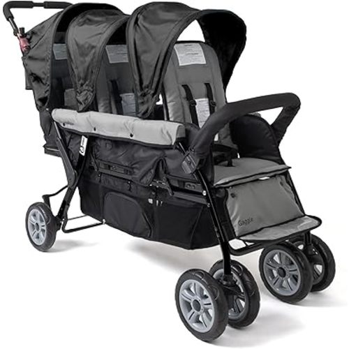 Gaggle Compass 3 Seat Stroller | Triple Stroller for Infant and 2 Toddlers | Black