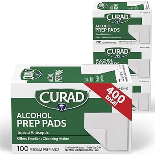 CURAD Alcohol Prep Pads (Pack of 4 Boxes) | 400 Pieces of Medium Isopropyl Wipes Individually Wrapped | First Aid Swabs for Cuts & Scrapes | Medical Pads for General Cleansing
