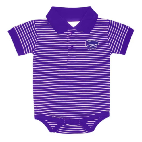 K-State Wildcats PURPLE Baby Stripe Jersey Golf Polo Romper - 10190475