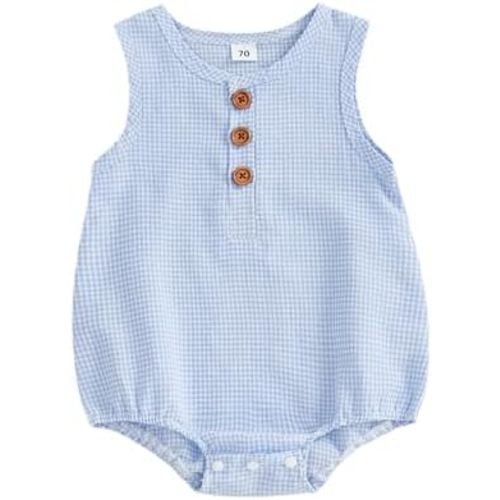 MoZiKQin Baby Boy Girl Clothes Newborn Checkered Bubble Romper Sleeveless Jumpsuit Infant One Piece Summer Outfit