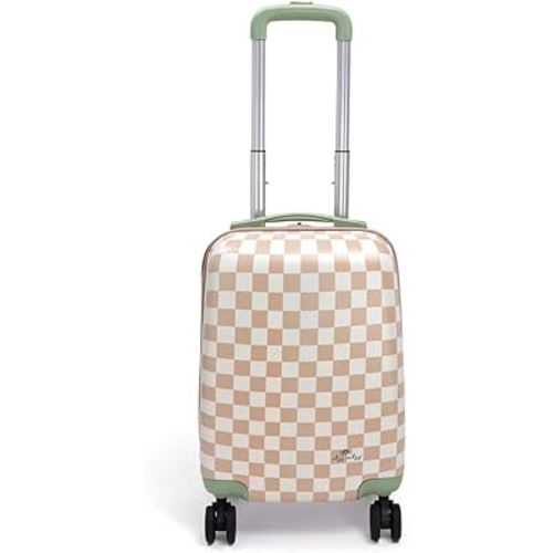 Itzy Ritzy Toddler Suitcase with Adjustable Handle, 360-Degree Spinner Wheels, 2 Interior Compartments and Hard Shell Design; Perfect Kids Luggage with Wheels for Ages 3 and Up (Checkerboard)