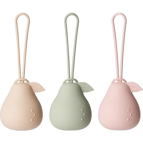 Andy Bear Baby Pacifier Storage Case Paci Holder Case Pear Shape 3 Pack-Ivory Sage Blush