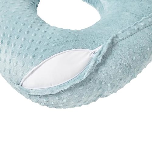 Nursing Pillow and Positioner, Breastfeeding, Bottle Feeding, Baby Sitting Support with Removable Ultra Soft Cover, Tummy Time Support for Baby Boys and Girls (Cloud Blue)