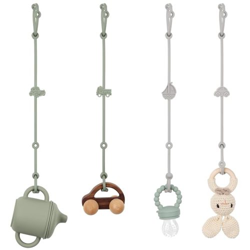 Toy Safety Straps, Silicone Pacifier Clips, 4Pack Adjustable Straps for Strollers, High Chair, Shopping Cart (Set 1)