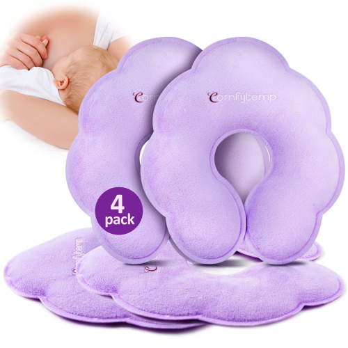 Comfytemp 4-Pack Reusable Breast Ice Packs – Dual-Sided Hot & Cold Therapy for Nursing Moms Postpartum Care