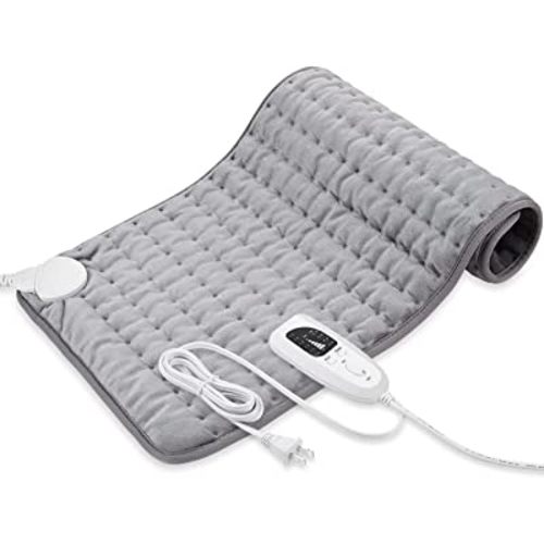 Heating Pad - Electric Heating Pads - Hot Heated Pad for Back Pain Muscle Pain Relieve - Dry & Moist Heat Option - Auto Shut Off Function (Light Gray, 12''x24'')