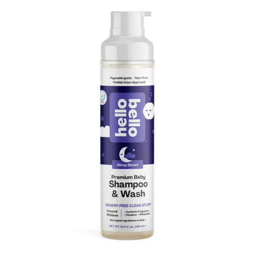 Hello Bello Nighttime Shampoo and Body Wash, Gentle Hypoallergenic Formula for Babies and Kids, Vegan and Cruelty-Free, Sweet Sleep Scented, 10 fl oz C3