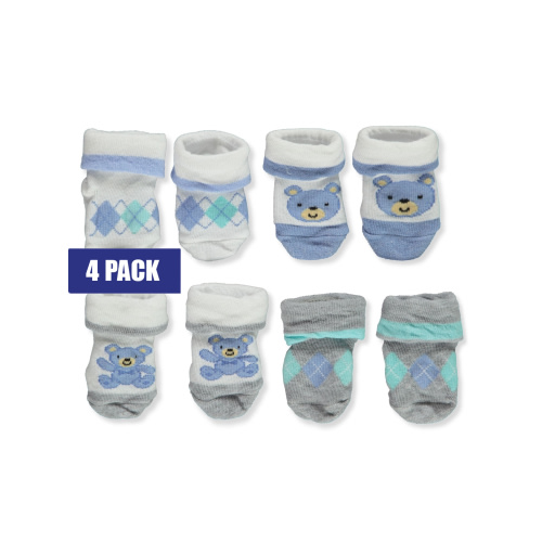 Piper & Jax Baby Boys' 4-Pack Bear Booties - multi, 0 - 12 months