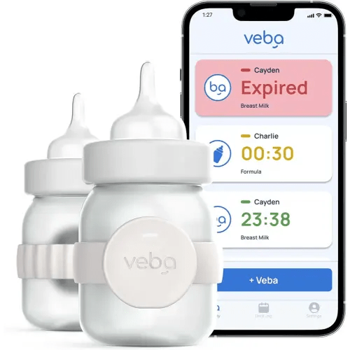 Veba Smart Baby Bottle Monitor® Track Breast Milk, Formula Expiration, Temperature, Feeding Log, Milk Tracker, Expiration Notifications