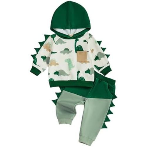 Infant Baby Boy Fall Winter Clothes Outfits Hooded Long Sweatshirt Pants Set Toddler Clothes 6 12 18 24 Months 2T