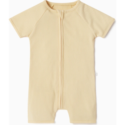 Ribbed Summer Zip-Up Sleepsuit, Yellow - MORI | Maisonette