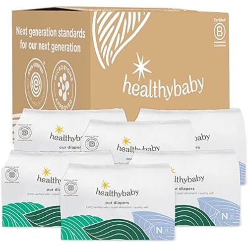 Our Diapers | EWG Verified Safe & Plant-Based Diapers | Leak Protection | Soft Organic Cotton Shell | Chlorine-Free Diaper for Sensitive Skin | Size Newborn (<10 lbs) 192 Count