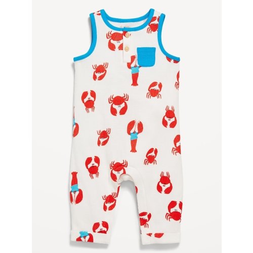 Sleeveless Waffle-Knit Henley One-Piece for Baby