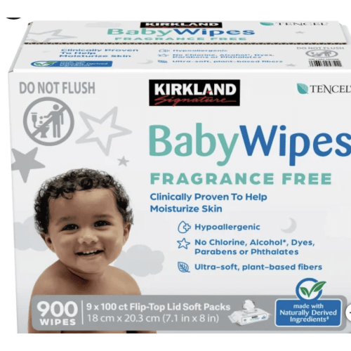 Kirkland Signature Baby Wipes Fragrance Free, 900-count