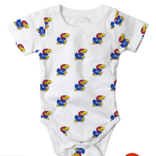 Wes and Willy Kansas Jayhawks Baby ROYAL All Over Print One Piece - 42150027