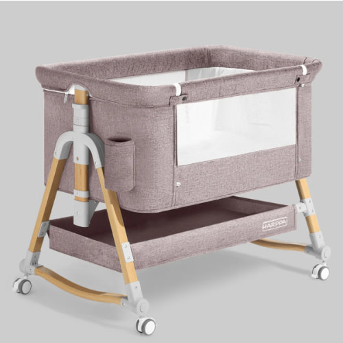 HARPPA Cuddly | 3-in-1 Baby Bassinet Bedside Sleeper With Mattress | HARPPA Baby Mini Crib Bassinet, Wooden Bassinets For Babies, Rocking Co-Sleeper Bassinet, Under-the-Bed Bassinet, Bassinet Cradle, Non Toxic Bedside Sleeper, Bassinet And Co Sleeper, New