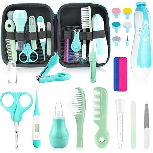 Baby Grooming Kit for Boys Girls Safety Newborn Nursery Essentials Grooming Set Gift for First-time Parents, Green 25 in 1