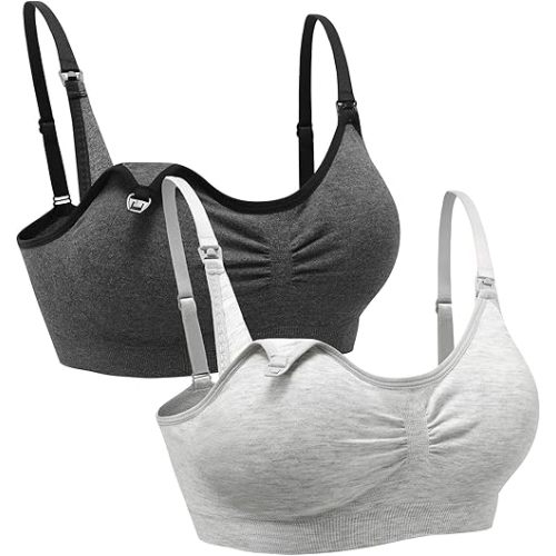 Suekaphin 2PACK Nursing Maternity Bra for pregnancy women breastfeeding comfortable Sleeping with Extenders