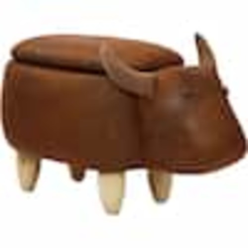 Critter Sitters Brown Cow Animal Shape Storage Ottoman CSCOWSTOTT-BRN