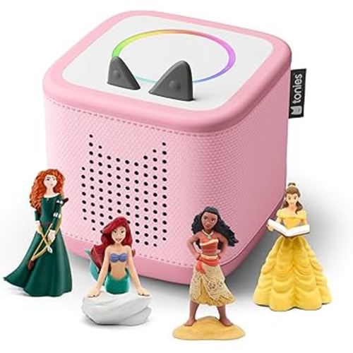 Toniebox 2 Audio Player Disney Princess Bundle for Kids 3+ with Ariel, Moana, Merida, and Belle - Cloud Pink