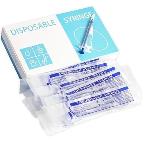 40 Pcs 1ml Syringe with Cap,1cc Plastic Oral Dispenser,Colostrum Collect Feeding Pets,Liquid Measuring/Transfering,Refilling,Oil/Glue Applicator,Individually Sealed(40 Pack)