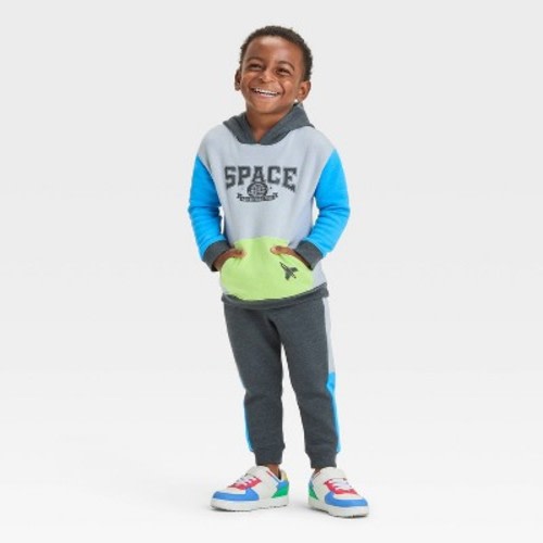 Toddler Boys' Colorblock Fleece Pullover and Bottom Set - Cat & Jack™ Gray 12M
