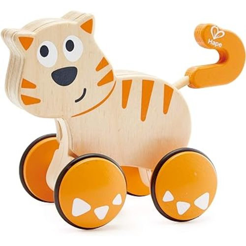 Amazon.com: Hape Dante Push and Go |  Wooden Push, Release & Go Cat Toddler Toy with Wheels : Toys & Games
