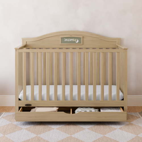 Graco Story 5-in-1 Convertible Baby Crib with Drawer and Reversible Headboard, Driftwood