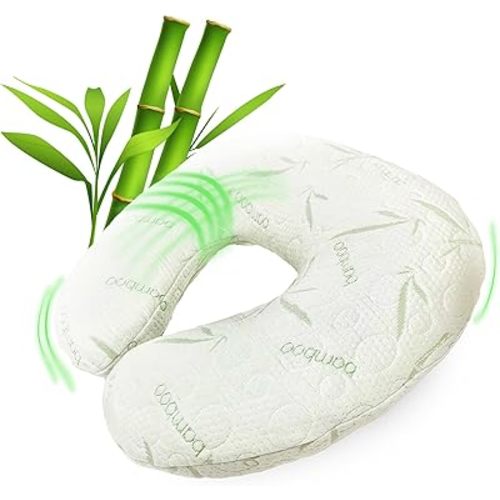 Sacred Thread Nursing Pillow for Breastfeeding - Premium Memory Foam with Removable Rayon Made from Bamboo Cover - Nursing and Posture Support for Mom - Washable Feeding Pillow