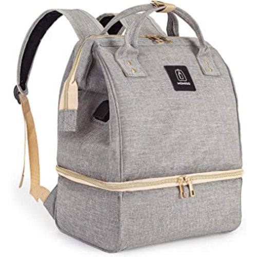 Breast Pump Backpack - Cooler and Moistureproof Bag Double Layer for Mother Outdoor Working Backpack with USB Charging Port, Large (Grey)