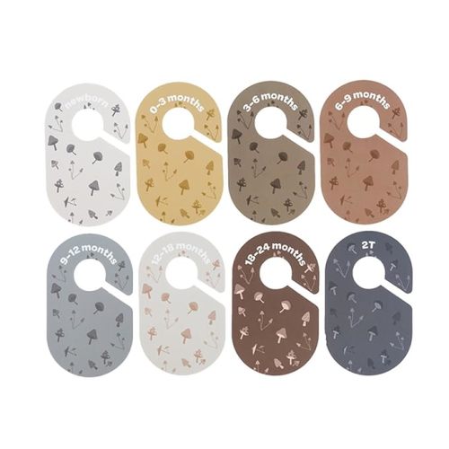 3 Sprouts Baby and Toddler Hanger Closet Dividers Set of 8 - Durable Nursery Closet Organizer for Baby Clothes by Size/Age for Infant to Toddler, Boy & Girl - Mushroom