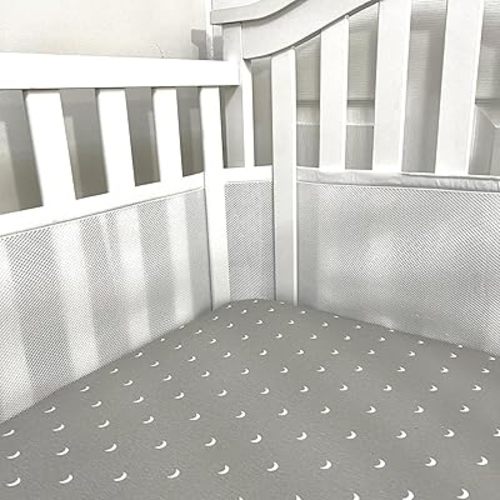 Cozy Cradle Breathable Crib Mesh Liner for Full-Size Cribs, Classic 3mm Mesh, White (Covers 3 or 4 Sides)