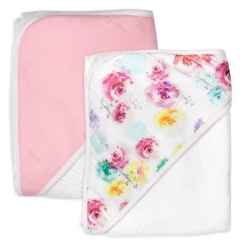 2-Pack Organic Cotton Hooded Towels Rose Blossom/Pink OS